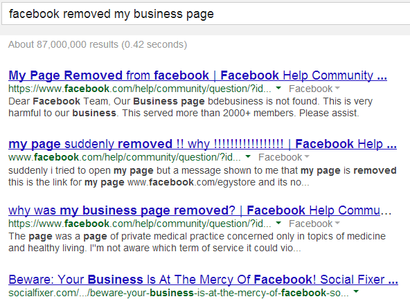 Facebook Removed My Business Page