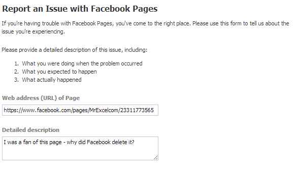 Report an Issue with a Facebook Page
