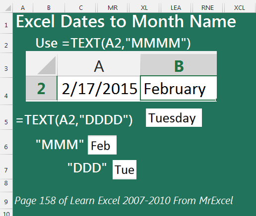 Convert Excel Dates to Month Names