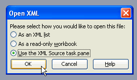Choose Opening Option of XML Source