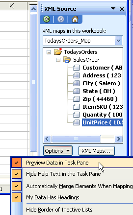 Preview Data in Task Pane