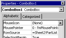 Combobox properties