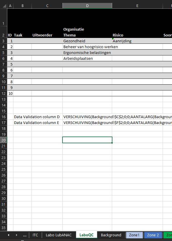 view of specific worksheet LaboQC