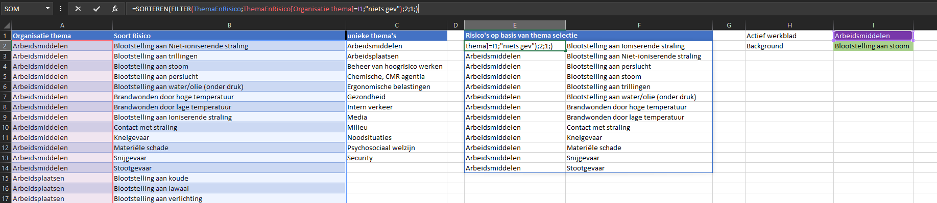 Basic cascading Data Validation