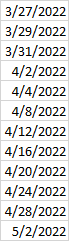 r/excel - Conditional Formatting to Highlight Maximum of Dates Four Days Apart