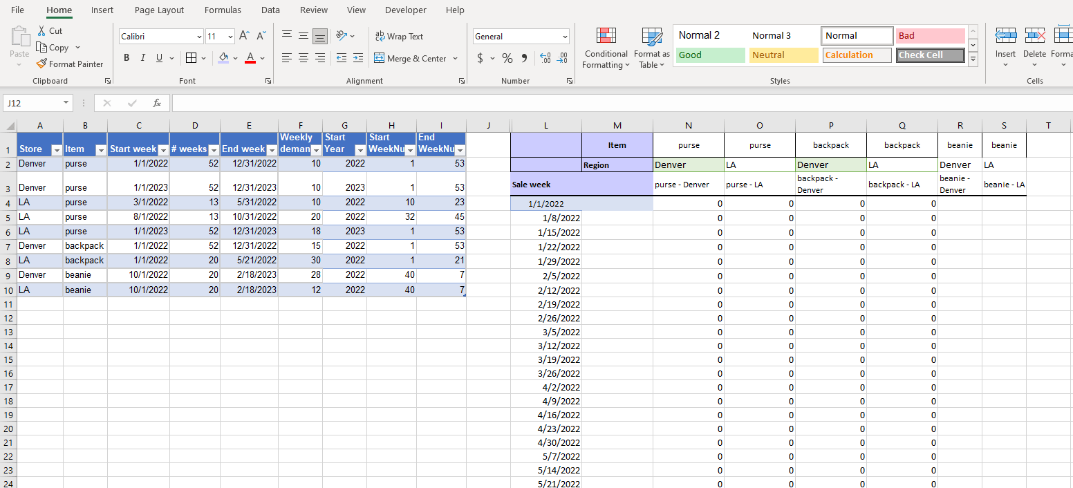 r/excel - How to sort varying range of data into weekly buckets