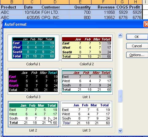 AutoFormat Settings Window