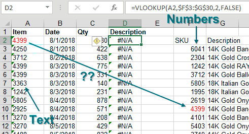 VLOOKUP cannot Match Text with Number