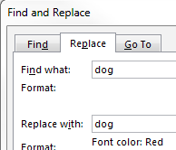 Replace Formatting