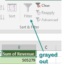 Filter is Disabled in Pivot Table