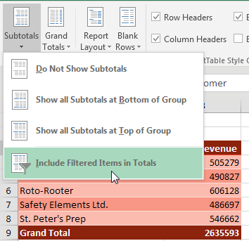 Include Filtered Items in Totals