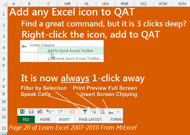 Add Any Excel Icon to the QAT