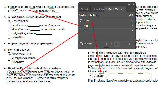 indesign data merge empty field names