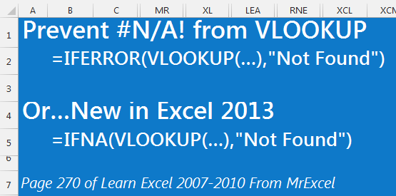 Prevent #N/A! in Excel VLOOKUP