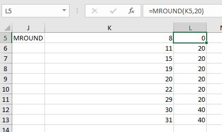 Another possible function is MROUND.