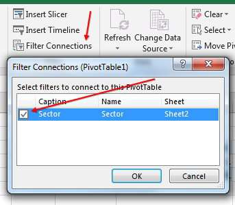 Connect the other pivot table to the slicer