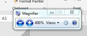 Click the magnifier icon to reveal this menu