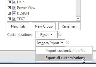 Export your customizations