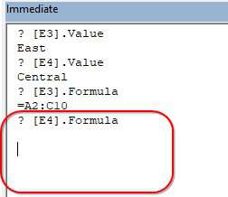 VBA is reporting no formula in E4.
