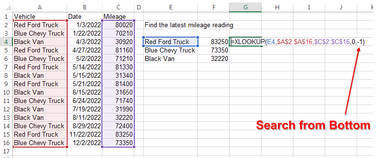 XLOOKUP Search From Bottom