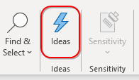 The Ideas icon is relatively new, near the right side of the Home tab.