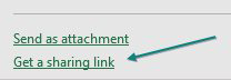 At the bottom of the Share pane are two choices: Send as Attachment and Get a Sharing Link. Choose Get a Sharing Link.