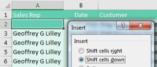 This is a quick and dirty hack. If you intention is to never show the detail rows and to only show the subtotal rows, you can shift all cells in the sales rep column down by 1. The first detail row for each customer will not have a sales rep, but the total row will correctly show the sales rep.
