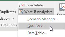 Under What-If Analysis, choose Goal Seek.