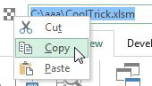 Right-click Document Location and choose Copy from the menu offering Cut, Copy or Paste.