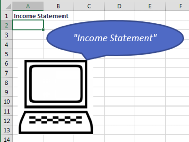 When the unsuspecting prankee types Income Statement in a cell, the computer will repeat back "Income Statement".