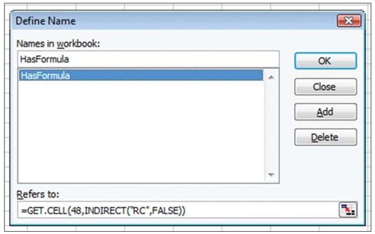 Figure 18. You use the Define Name dialog to define a name in Excel 2003.