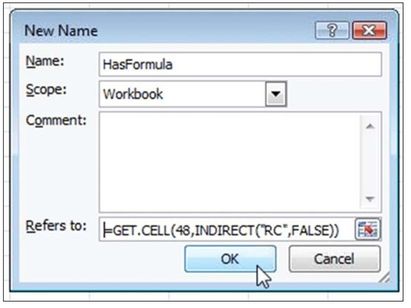 Figure 20. You use the New Name dialog to define a name in Excel 2007.