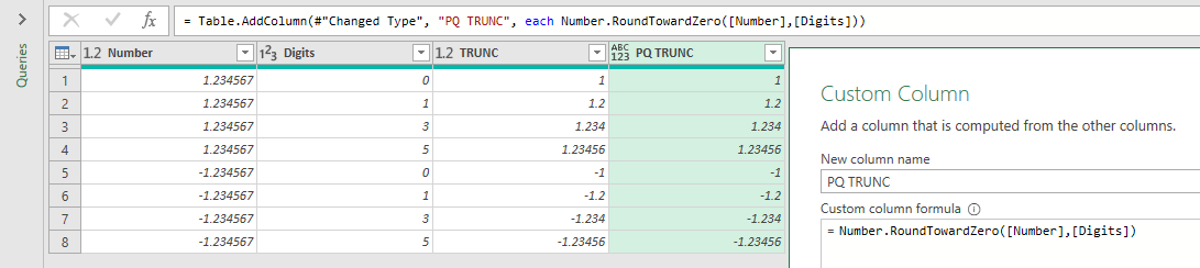 Number.RoundTowardZero function in Power Query