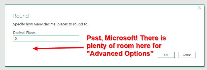 Power Query Round options