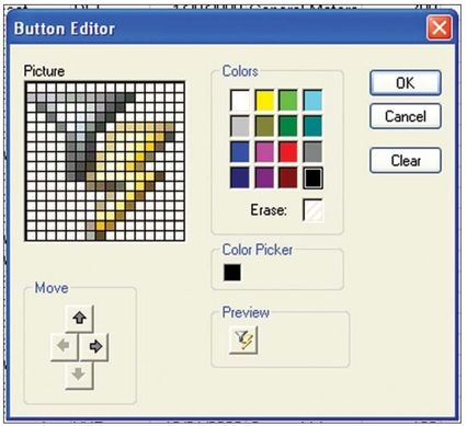 Figure 120. In Excel 2003 and earlier, you can edit to create your own custom icons.