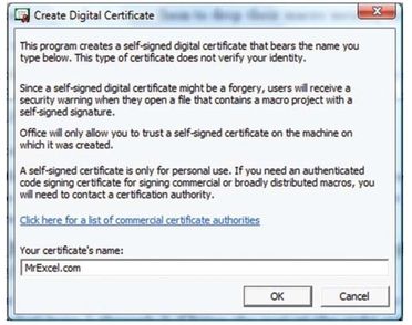 Figure 149. You can create your own certificate.