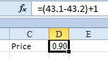 Format the cell containing the tiny error with 2 decimal places. Now it shows 0.90.