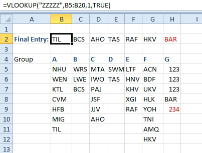 To find the last text entry in each column, do a VLOOKUP for "ZZZZZZZZZ". This will fail if some of the entries are numeric.