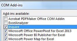 Inquire is often installed but rarely enabled. Find it in the list of COM Add-ins.