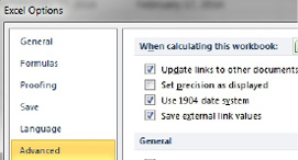 In File, Options, Advanced, look for When Calculating This Workbook and choose Use 1904 Date System