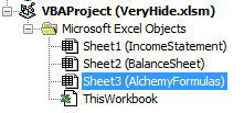 In the Project Explorer, click on Sheet3