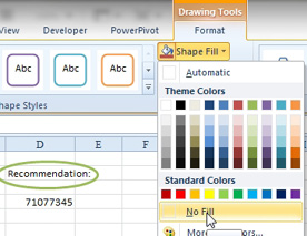 Open the Shape Fill dropdown menu and choose No Fill. Finally, you can see through the shape to see the word that you were trying to circle. 