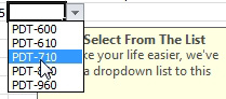 When you select the cell with the List data validation, a drop-down menu and tool tip appear. Click the drop-down arrow to select from a list. 
