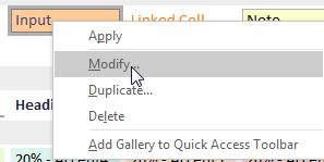 The Cell Style for Input is a bright orange. Right-click that style and choose Modify.