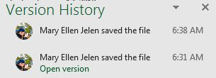 Detail of the Version History pane offer to go back to 6:31 AM and 6:38 AM. But 20 different changes were made between these two times.