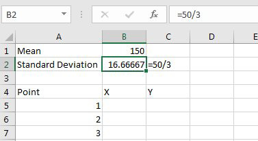 This spreadsheet shows the cells described in the four steps above.