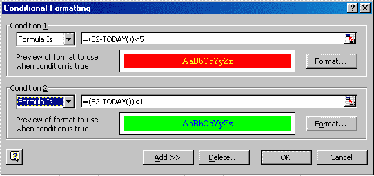 Conditional Formatting Dialog