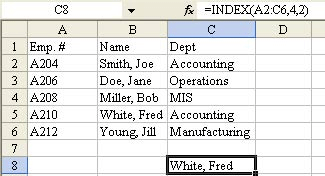 INDEX Function