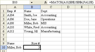 MATCH Function