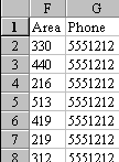Sample Area Codes